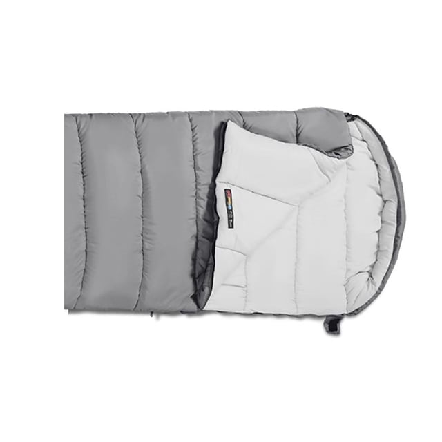 Versatile Double Hooded Camping Sleeping Bag - Machine Washable, Water-Resistant, 4-Season Travel Companion for Couples - Grey, 1.5KG, Compact Design for Outdoor Adventures