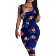 thumbnail image 2 of SMihono Robes d'Été Bohémiennes pour Femmes Grande Taille Mode Décontractée Été Sans Manches Épaules Dénudées Robe Col Rond Unie, 2 of 4