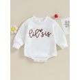 thumbnail image 2 of Faithtur Sister Matching Romper Outfits Letter Print Long Sleeve Round Neck Sweatshirt Toddler Fall Clothes, 2 of 9