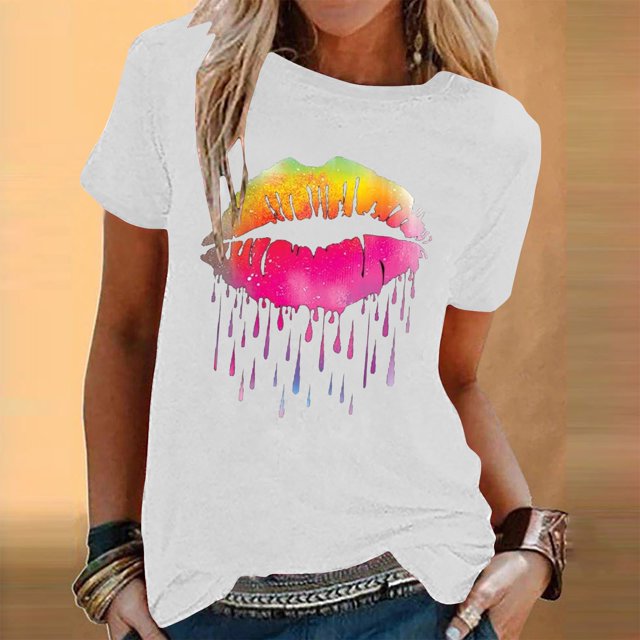 Birdeem Womens Fashion Printed Round Neck Short Sleeve T-Shirt Blouse Loose Tops