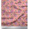 thumbnail image 1 of Soimoi Rayon Crepe Fabric Leaves & Periwinkle Floral Print Fabric by the Yard 46 Inch Wide, 1 of 3