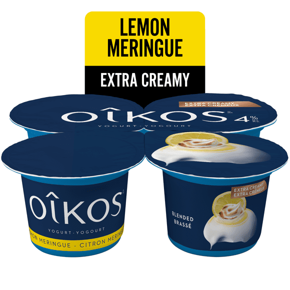 Oikos Extra Creamy Yogurt, Lemon Meringue, Blended, 4% M.F, 4x95g