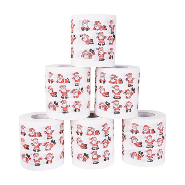 Rouleau de Papier Hygiénique de Noël 6 Pcs - Papier Hygiénique des Fêtes, Papier Hygiénique Saisonnier Portable / Papier Hygiénique Fantaisie de Collection Élevée, Cadeau Drôle pour Petits Cadeaux de Bas de Noël et Souvenirs de Fête