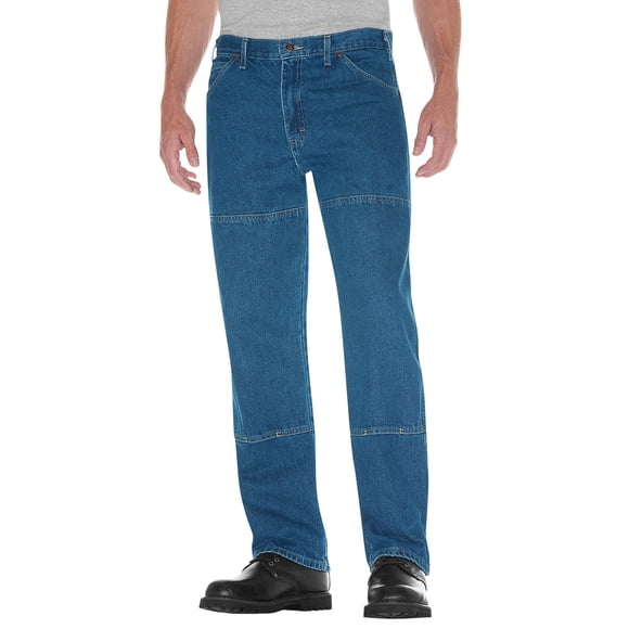 Dickies Mens Relaxed Fit Workhorse Double Knee Denim Jeans Stonewashed, 30W x 30