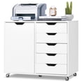 thumbnail image 1 of Costway Commode à 5 Tiroirs, Rangement Roulant, Classeur Latéral avec Tablette Ajustable, 1 of 10
