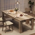 thumbnail image 1 of 71" Long Dining Table for 6-8, Large Farmhouse Rectangular Kitchen Dining Room Table, Wooden, Thick Frame & Sturdy Triangular Legs, Wood Strip Base for Dinner, Kitchen, Office, Rustic Gray, 1 of 8