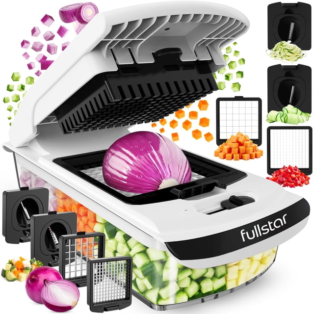 Fullstar Vegetable Chopper & Cutter - Slicer Dicer Spiralizer with Container for Food Veggie Onion Cucumber Tomato Salad Potato F