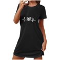 thumbnail image 1 of Rbaofujie Pyjama pour Femmes Ensemble Shorts Nuisette Courte Surdimensionnée pour Femmes Imprimée Col Rond et Manches Courtes Robe Pyjama d'Hiver pour Femmes, 1 of 6