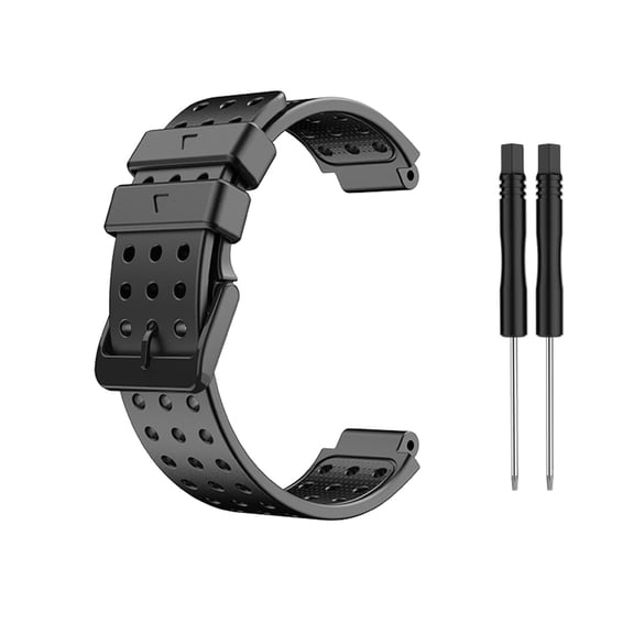 Amdohai 22mm Porous Silicone Watch Strap with Screwdrivers Replacement Watch Band for Men Women Compatible with GARMIN Watch, Black