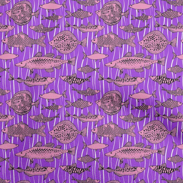 oneOone Viscose Chiffon Purple Fabric Ocean Fish Craft Projects Decor Fabric Printed By The Yard 42 Inch Wide