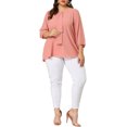 thumbnail image 2 of Agnes Orinda Women's Plus Size St. Patrick's Day Tops Work Round Neck Ruffle Chiffon Blouse Office Top 3X Pink, 2 of 7