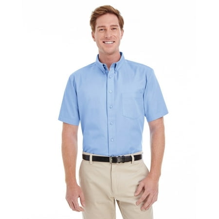 Harriton Chemise en Sergé à Manches Courtes pour Hommes Foundation 100 % Coton avec Teflonâ„¢