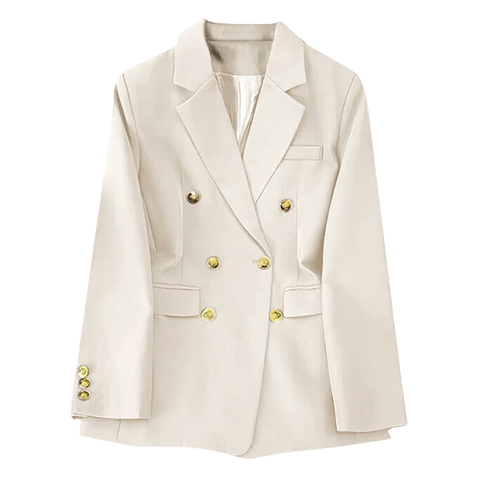 AherBiu Womens Blazers for Work Casual Fall Double Breasted Oversized Jacket Open Front Trendy Work Suit