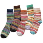 5 Pack Womens Socks Vintage Winter Soft Warm Cold Knit Wool Socks