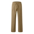 thumbnail image 3 of Weiqiqre Mens Pants New Linen Pants Drawstring Elastic Solid Color Loose Casual Trousers Lightweight Slight Stretch, and Regular Fit for All-Season Going Out, 3 of 5