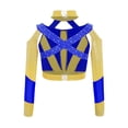 thumbnail image 4 of Eandarui Crop Tops de Gymnastique pour Filles Manches Longues Design Color Block avec Strass Croisés Bleu 6, 4 of 5