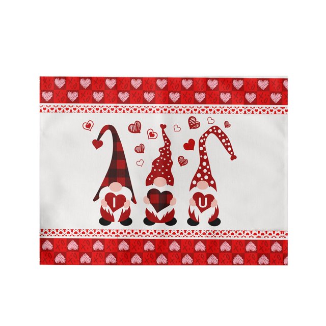 Ensemble de Table de Cuisine pour la Saint-Valentin Napperons à Carreaux Rouges 30X45Cm pour Décoration de Table Napperons Imperméables pour Décoration Intérieure de Cuisine Dîner, Ensemble de Table de Cuisine