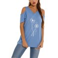 thumbnail image 2 of Innerwin Tee Short Sleeve Ladies T-shirt Work Dandelion Print Loose T Shirt Light Blue XXL, 2 of 3