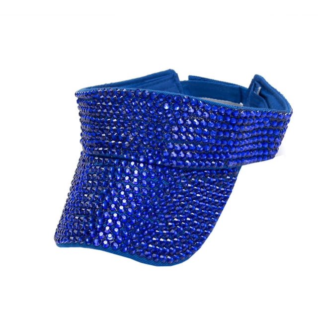 Fgnfyis Bling Rhinestones Sport Hats Adjustable Summer Cap Visor Caps Unisex Golf Hat Blue