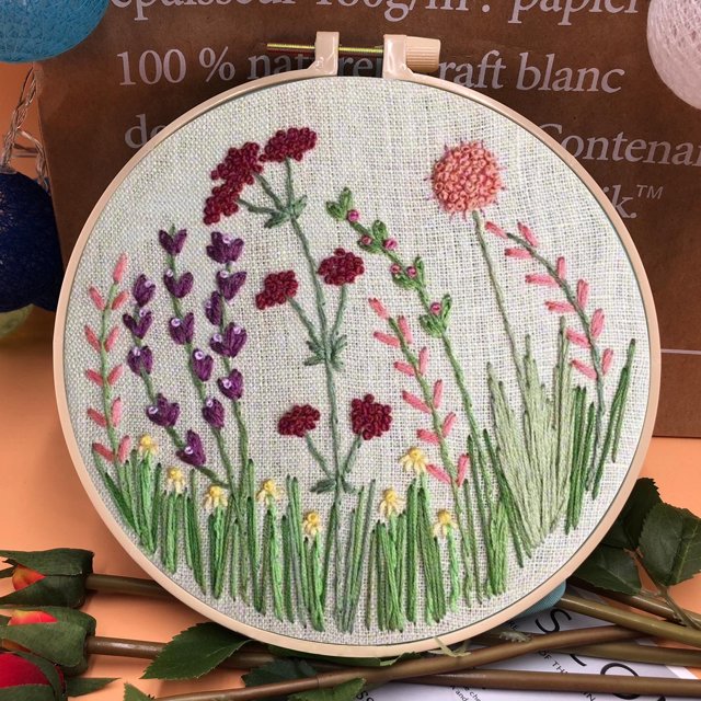 EGNMCR Beginner's Embroidery Flower Kit,Beginner Hand Embroidery 0 Based Diy Hand Embroidery Material Package embroidery embroidery