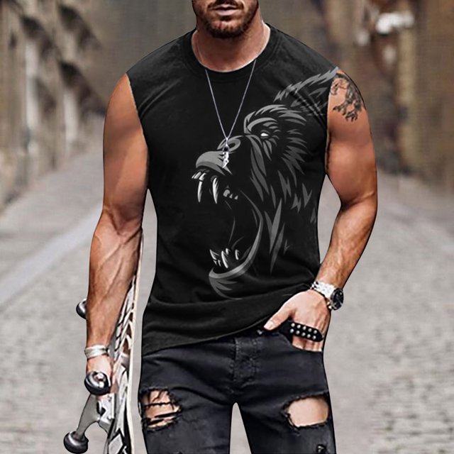 EGNMCR Débardeurs Homme Nouvelle Mode Décontractée Débardeur Sans Manches pour Homme Col Rond Imprimé Hawaïen Sport Col Rond