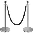 thumbnail image 1 of VEVOR Crowd Control Stanchion, Set of 2 Pieces Stanchion, Stanchion Set with 5 ft/1.5 m Black Velvet Rope, Silver Crowd Control Barrier w/Sturdy Concrete and Metal Base  Easy Connect Assembly, 1 of 9