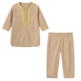 thumbnail image 1 of QUDDERR Baby Toddler Kids Boys Girls Embroidery Crewneck Buttons Long Robe + Trousers Spring Fall Outfit Size 1-7T, 1 of 9