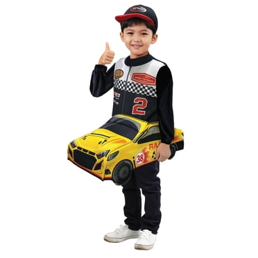 Costume de déguisement porté Pilote de course, Costumes d'Halloween pour enfants, Taille pour tout-petits 3-4T.