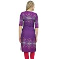 thumbnail image 2 of Bimba Tunique pour Femme Manches 3/4 kurti Kurta Imprimé Violet Robe Ethnique Porter-16, 2 of 6