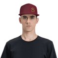 thumbnail image 4 of ZICANCN Alphabet S Pattern Baseball Caps, Trucker Hats for Men And Women, Adjustable Breathable Flat Caps, Dark Red, 4 of 6