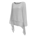 thumbnail image 4 of pxiakgy T-Shirts pour Femmes Mode Grande Taille Irrégulière Décontracté Lin Manches Longues Col Rond blouse T-Shirts Femmes Gris + TG, 4 of 9