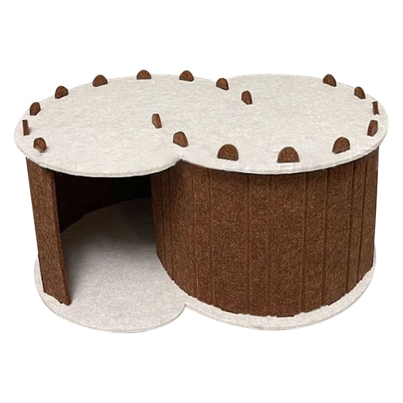 Elevated Wooden Legs Cat Tunnel Bed with Soft Pad Indoor Pet Playground for Exercise Scratching and Rest