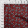 thumbnail image 1 of oneOone Cotton Jersey Dark Red Fabric Cat Face Animal Sewing Material Print Fabric By The Yard 58 Inch Wide, 1 of 4