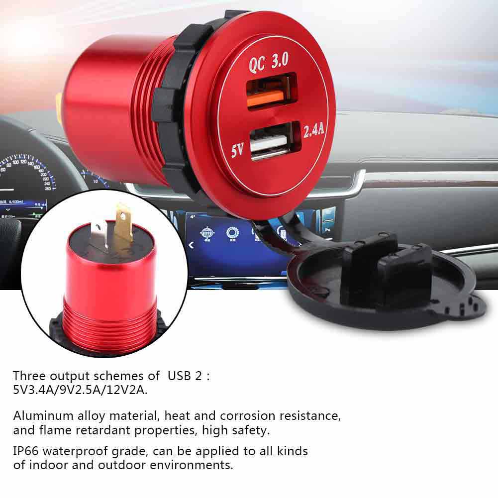 Car Usb Charger  Car Charger Adapter  Car Charger With Voltmeter  Car Charger Usb Fast  Usb Car Charger  Waterproof Dual USB3.0 QC Fast Charger With Voltmeter For DC Car Boat