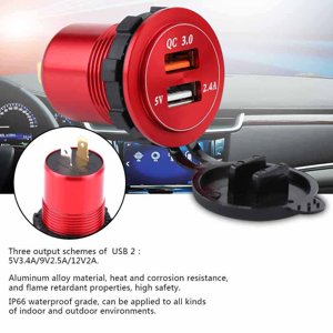 Chargeur de voiture Usb Chargeur Adaptateur de voiture Chargeur avec Voltmeter Chargeur voiture usb Charger de voiture rapide Usb Waterproof Dual USB3.0 QC Chargeur rapide avec voltmètre pour DC Bateau de voiture