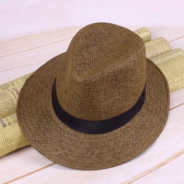 New Summer Men Straw Panama Hat Handmade Beach Cap Travel Sunhat