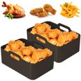 thumbnail image 2 of Qenwkxz 2PCS Dual Air Fryer Silicone Pots Rectangle Air Fryer Liner Baskets for Ninja Foodi DZ201 DZ401 8 to 10 QT Easy Cleaning Food Safe Air Fryer Accessories, 2 of 11