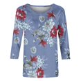 thumbnail image 5 of TIMIFIS Hauts pour Femmes Mi-Long Printemps Automne Imprimés Manches 3/4 Hauts Mode Grande Taille Col Ras du Cou T-Shirts Décontractés Blouses Chemises à Manches Longues pour Femmes Automne, 5 of 5