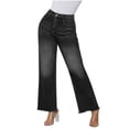 thumbnail image 1 of jovati Spring and Summer New Solid Button Zipper Straight Denim Fashion Casual Jeans Pants, 1 of 7