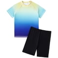 thumbnail image 1 of Splozh Boys Rash Guard Swimsuit Set Boys Rash Guard Swim Shirt Short Sleeve UPF+ 50 Sun Shirts for Kids Rashguard Set Blue,6-7 Years, 1 of 6