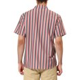 thumbnail image 3 of INSPIRE CHIC Men's Shirts Summer Striped Button Short Sleeve Beach Shirts M Khaki Blue, 3 of 6