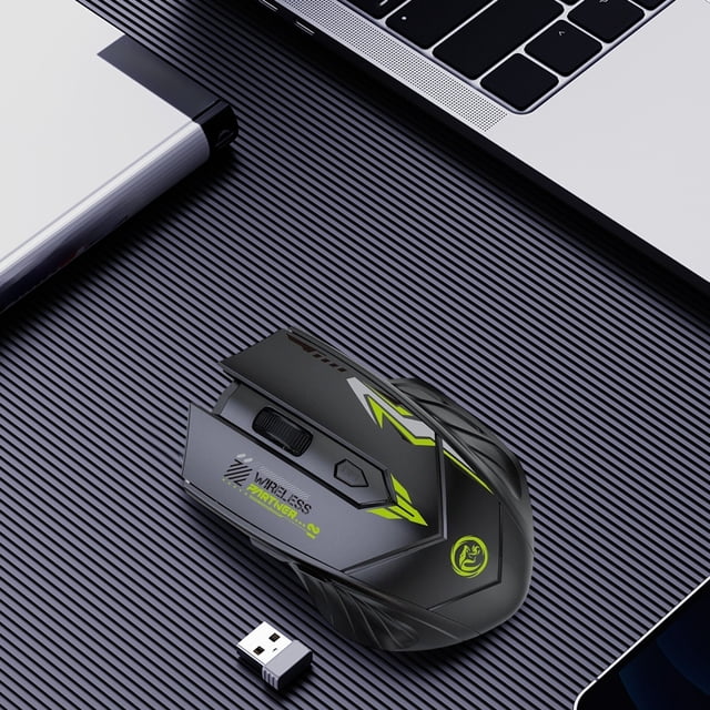 Wireless Bluetooth Mouse, Xinsrenus 2.4G Dual Mode Connection 6-Key Type C Fast Charging, 3600DPI Adjustable Office Gaming Mouse for Laptop Computer, Black