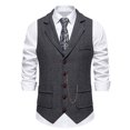 thumbnail image 1 of EGNMCR Tank Tops Men Men Solid Fashion Have Pockets Button Turn-down Collar Tanks Tops Blouse, 1 of 9