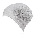 thumbnail image 1 of Abbracc For Ladies Solid Elastic Flower Hat Turban Chemo Cancer Hair Loss Cap Head Wrap light grey, 1 of 9