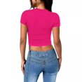 thumbnail image 4 of Plebaso Hauts Courts pour Femmes à Manches Courtes, Col Montant, T-Shirts Ajustés, Décontractés d'Été, Mignons pour Sorties, 4 of 7