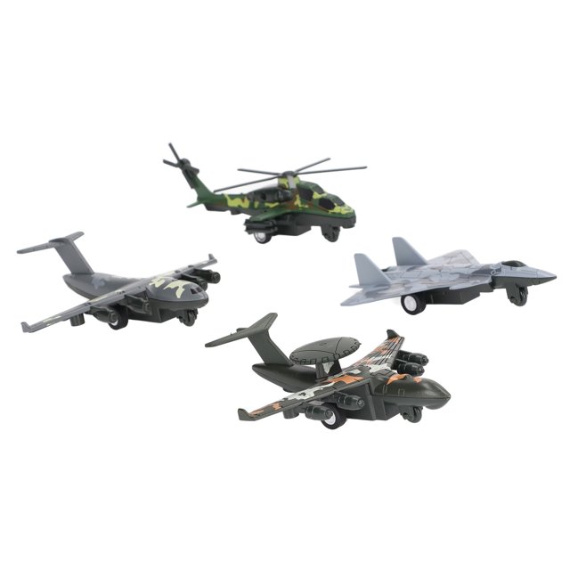 Jouet Avion à Rétrofriction pour Garçons 4 Pcs Modèle d'Avion Simulé en Alliage Cadeau d'Anniversaire Décoration