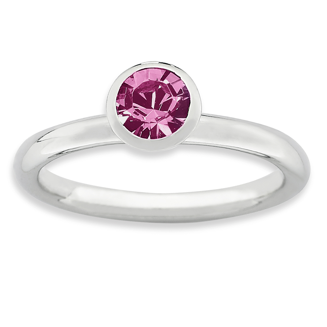 Bague Stackable Expressions en Argent Sterling Haute 5mm October Swarovski Taille 10