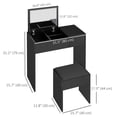 thumbnail image 3 of HOMCOM Vanity Set with Mirror and Cushioned Stool for Bedroom, 3 of 10