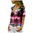thumbnail image 1 of Hauts d'Été pour Femmes Chemise Décontractée Imprimée à Manches Courtes Bleu Ciel m, 1 of 5