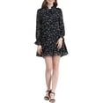 thumbnail image 1 of INSPIRE CHIC Robe Droite Décontractée à Fleurs pour Femme Inspirée, à Volants, à Col Noué, Coupe Ample, S Noir, 1 of 7